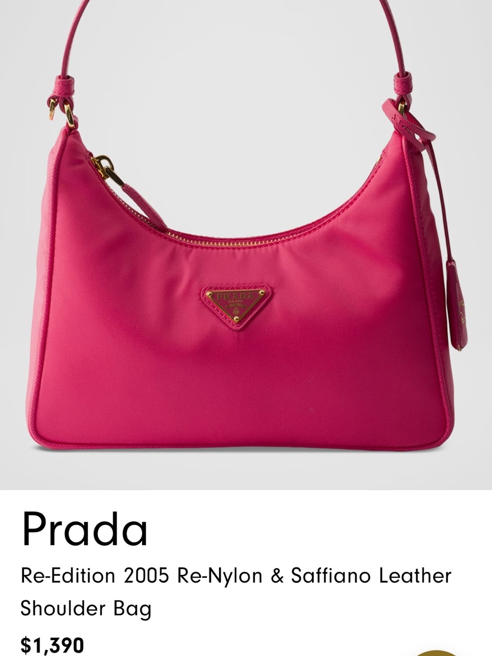 NWOT AUTHENTIC PRADA re-edition shoulder bag with Gold Triangle Logo